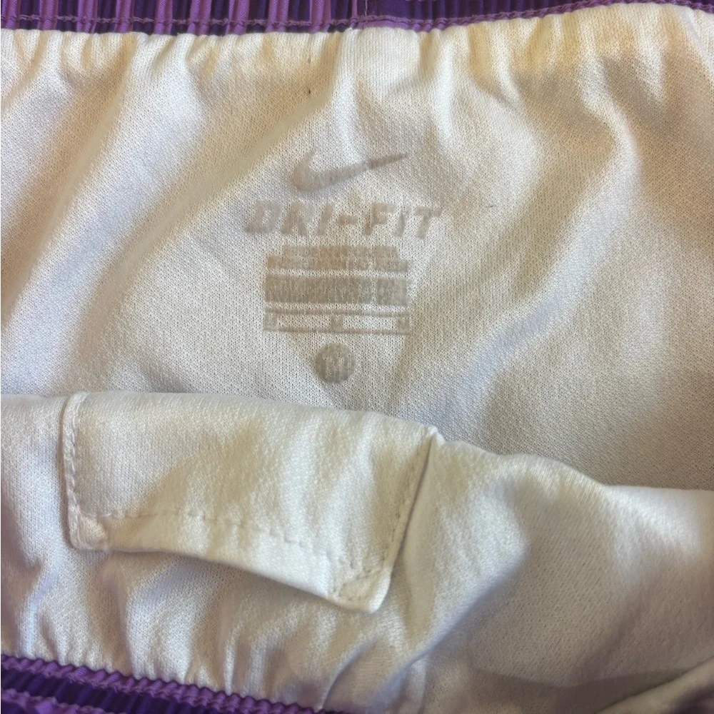 Nike Purple Striped Athletic Shorts with White Trim - Picture 3 of 6